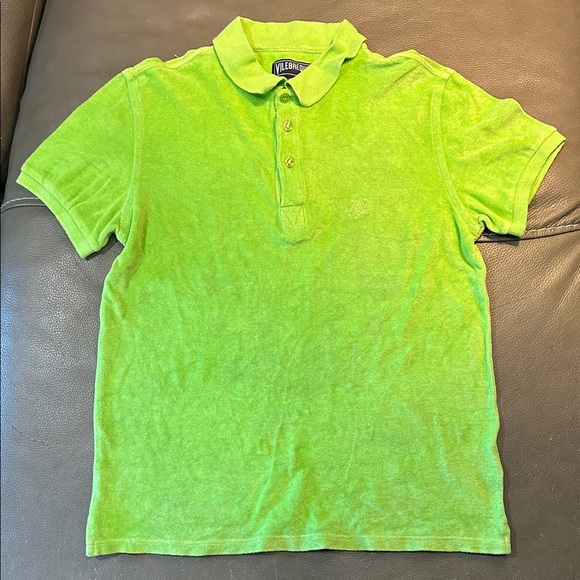 Vilebrequin Tops - Vilebrequin Lime Green Polo Shirt, crushed velvet. Size XS